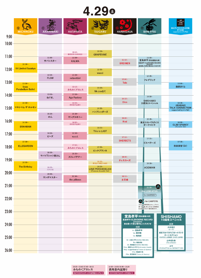 ARABAKI ROCK FEST(アラバキ)2023タイムテーブル