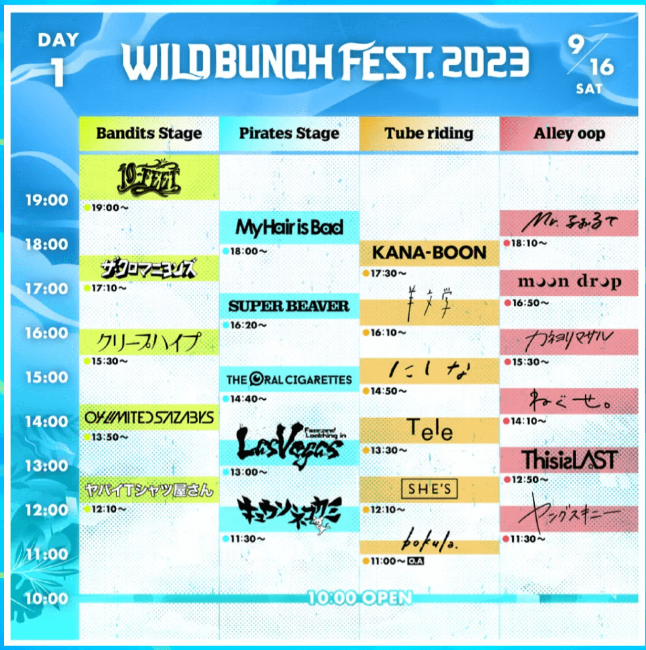 ワイバン（WILD BUNCH FEST）2023タイムテーブル