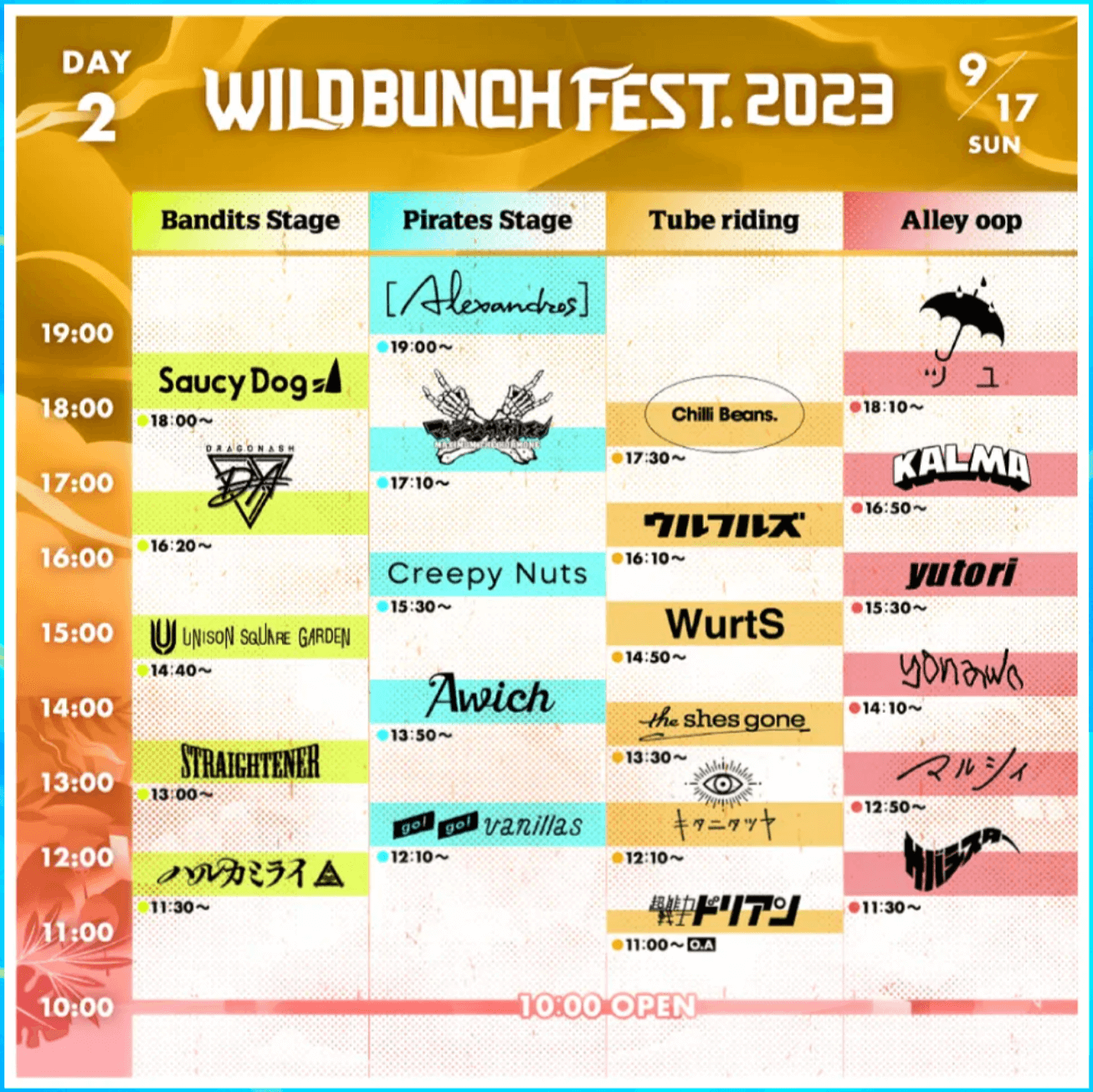 ワイバン（WILD BUNCH FEST）2023タイムテーブル